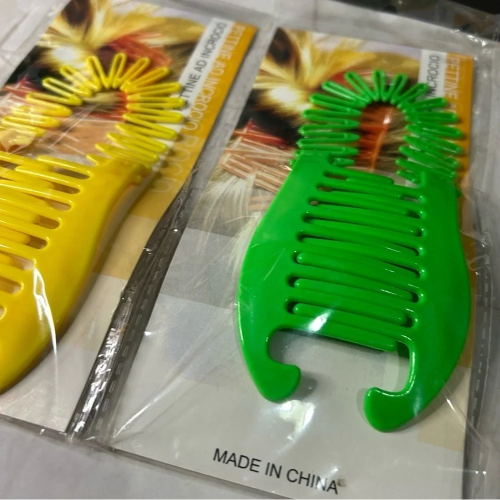 Yellow and Green Hair Combs Set of Two